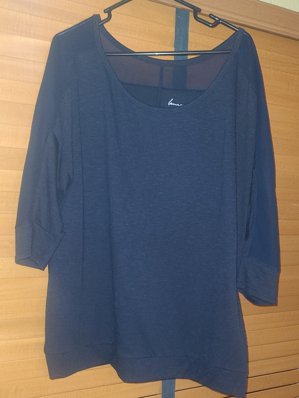 Lane Bryant Navy Scoop Neck 3/4 Sleeve Top